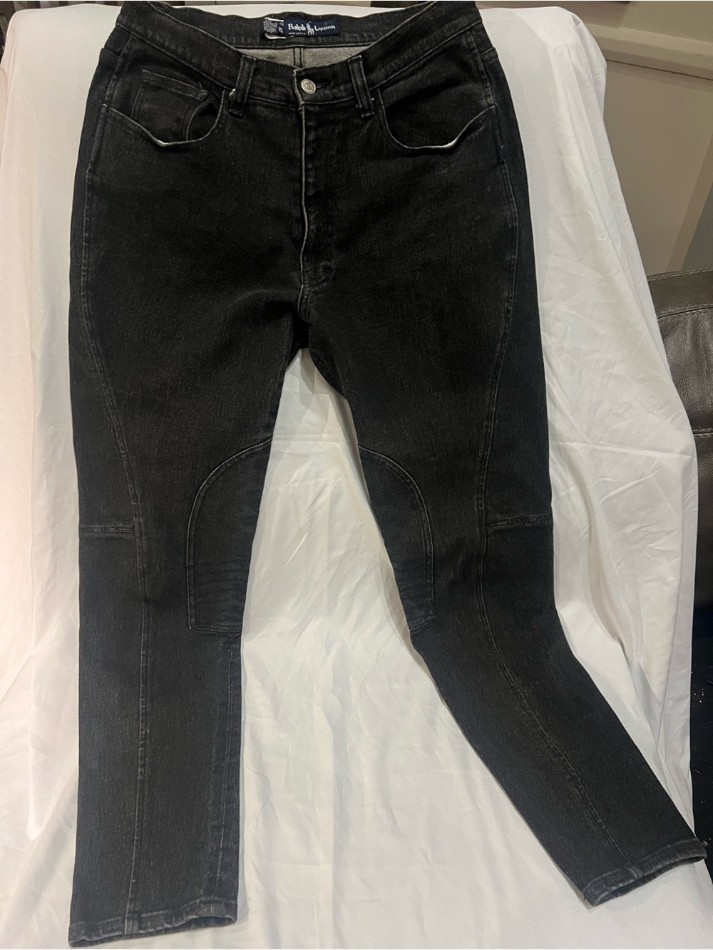 Vintage Ralph Lauren Made in USA washed Black Equestrian Riding Jeans Size 10